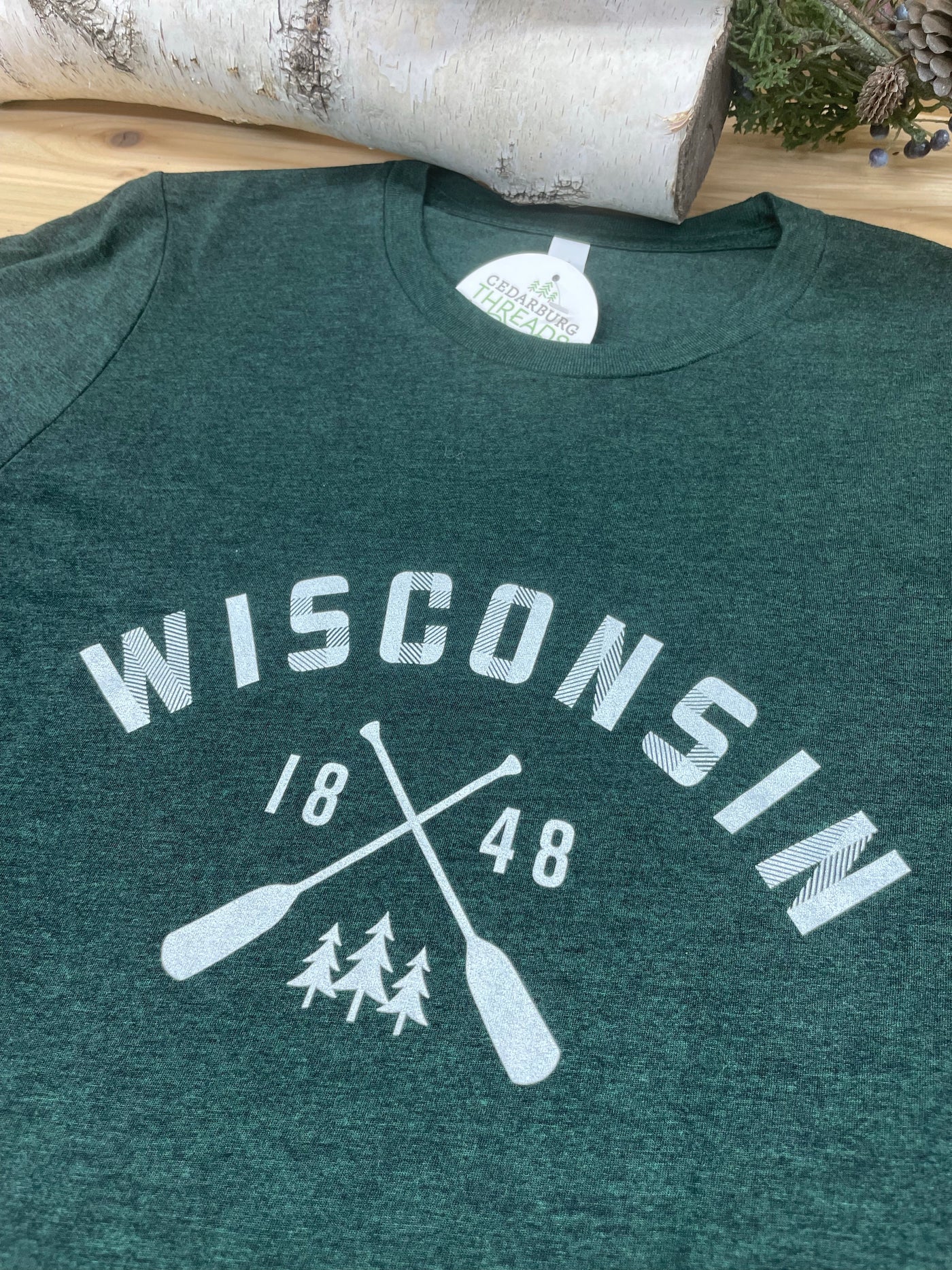 Wisconsin Paddle Evergreen Unisex Tee - Local Delivery