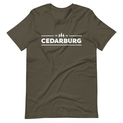 Army Unisex t-shirt with white Cedarburg 1843 design