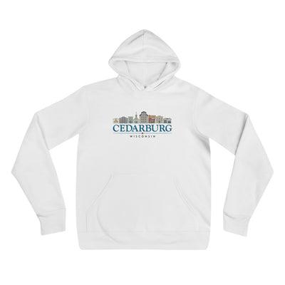 White Hoodie with Downtown Cedarburg Design in color