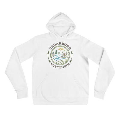White unisex hoodie with Nature Circle design in color