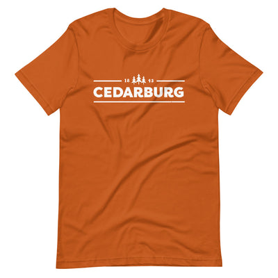 Autumn Unisex t-shirt with white Cedarburg 1843 design